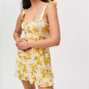 Urban Outfitters Yellow Lemon Print Tie-Shoulder Sundress Size S